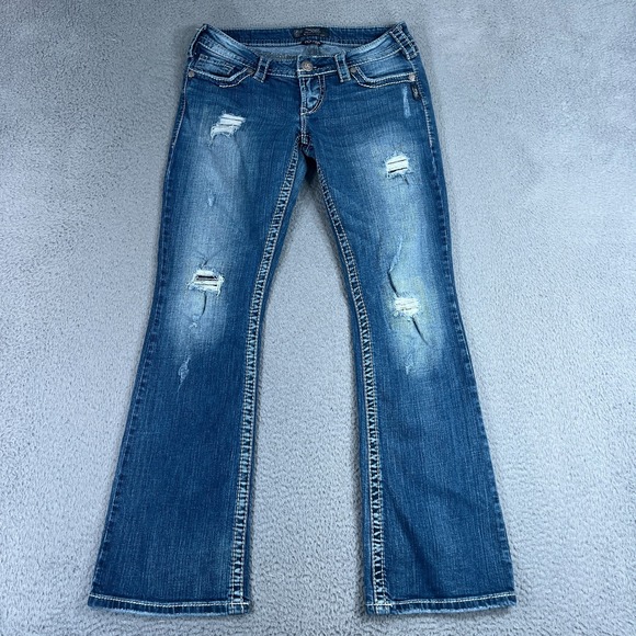 Silver Jeans Denim - Silver Co. Pioneer Bootcut Jeans Womens 31x30" tag28x31 Flap Pocket Distressed